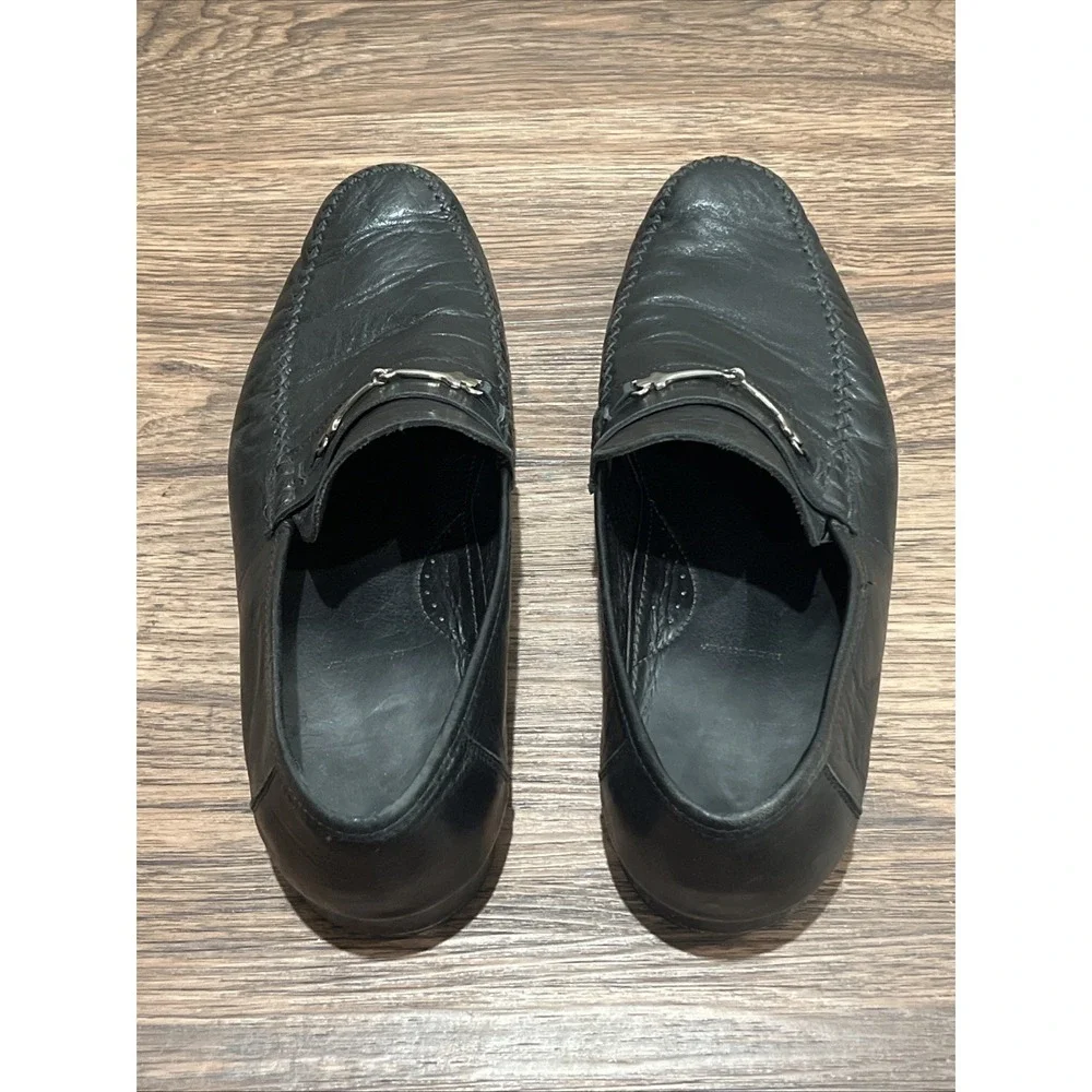 Bruno Magli Kirby 11.5 M Men's Horsebit Loafers Black Leather Italy